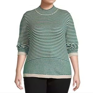 NWT LIZ CLAIBORNE STRIPE SWEATER TOP IN BOLD EMERALD